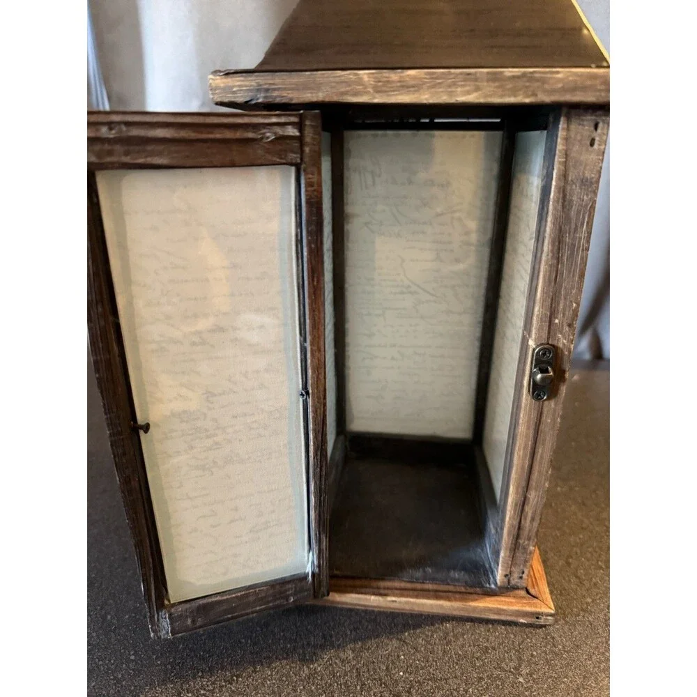 Vintage/French Rustic Style Lantern Box with Glass And latch